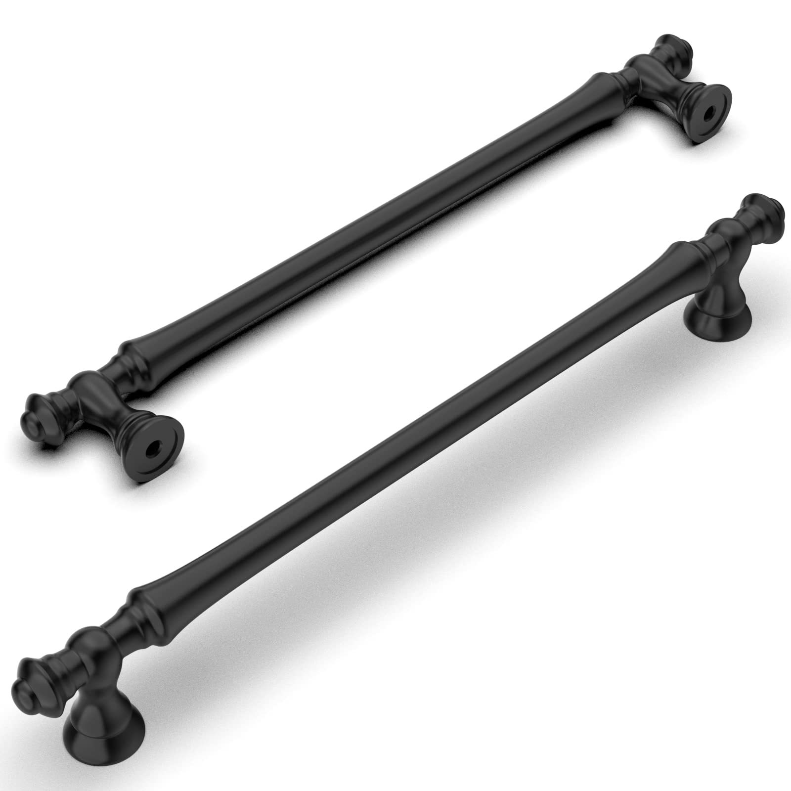 Amerdeco 10 Pack Matte Black Cabinet Pulls 192mm Hole Center Cabinet Hardware Kitchen Cabinet Handles for Bathroom Drawer Pulls Dresser Pulls UK0017