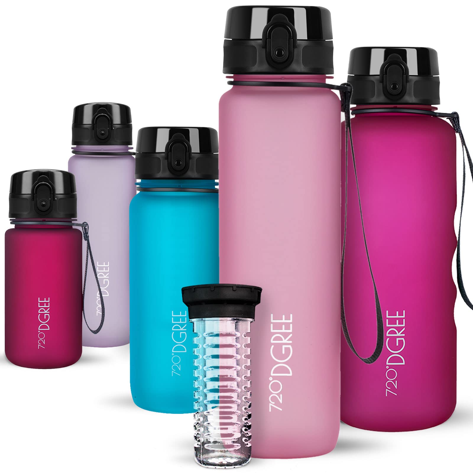 720°DGREE Water Bottle “uberBottle“ - 1 L softTouch +Fruit-Infuser - BPA-Free Tritan, Leakproof, Reusable Drinking Bottle - Sports Bottle for Gym, Running, Fitness, Cycling, Travel, School & Office