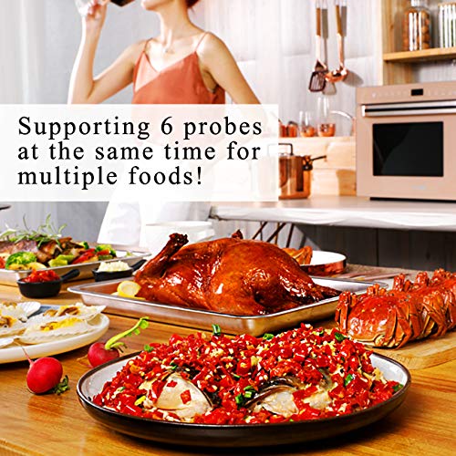 Meat Thermometer, Wireless BBQ Thermometer for grilling,Digital Bluetooth Meat Thermometer instant read, with 2 Waterproof Probes,Smoker Thermometer for Grilling,Cooking Oven Outdoor&Indoor(2probes)