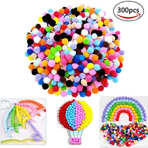 Pom Poms,Govine 300Pcs Colored Pom Poms for Hobby Supplies and DIY Creative Crafts Decorations 1 Inch