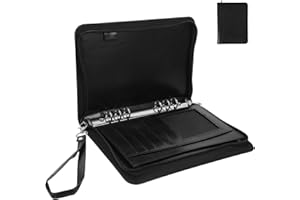 HOODANCOS A5 Zippered Business Portfolio Folder with 6-Ring Binder, Document Organizer Padfolio for Office