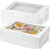 Cake Boxes Set 10 boxes14x10x4 Inches White Bakery Boxes with Window Large Baking Box for Cakes and Cake Decorating