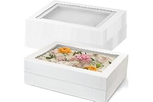 Cake Boxes Set 10 boxes14x10x4 Inches White Bakery Boxes with Window Large Baking Box for Cakes and Cake Decorating
