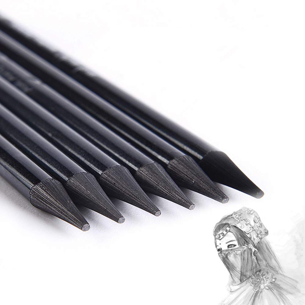 6 Pieces Woodless Graphite Pencils Set, Charcoal Sticks Drawing Sketch Pencil Set HB 2B 4B 6B 8B EE Professional Pencil Set for Students Artists Non-wood Graphite and Charcoal Sketching Pencils