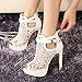 getmorebeauty Women's White Pretty Lace Flowers Open Toes High Heels Ankle Boots 9 US