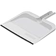 Superio Clip-On Dustpan with Rubber Lip - 10-inch Wide Durable Plastic Dust Pan with Comfort Grip Handle, White, 1-Pack