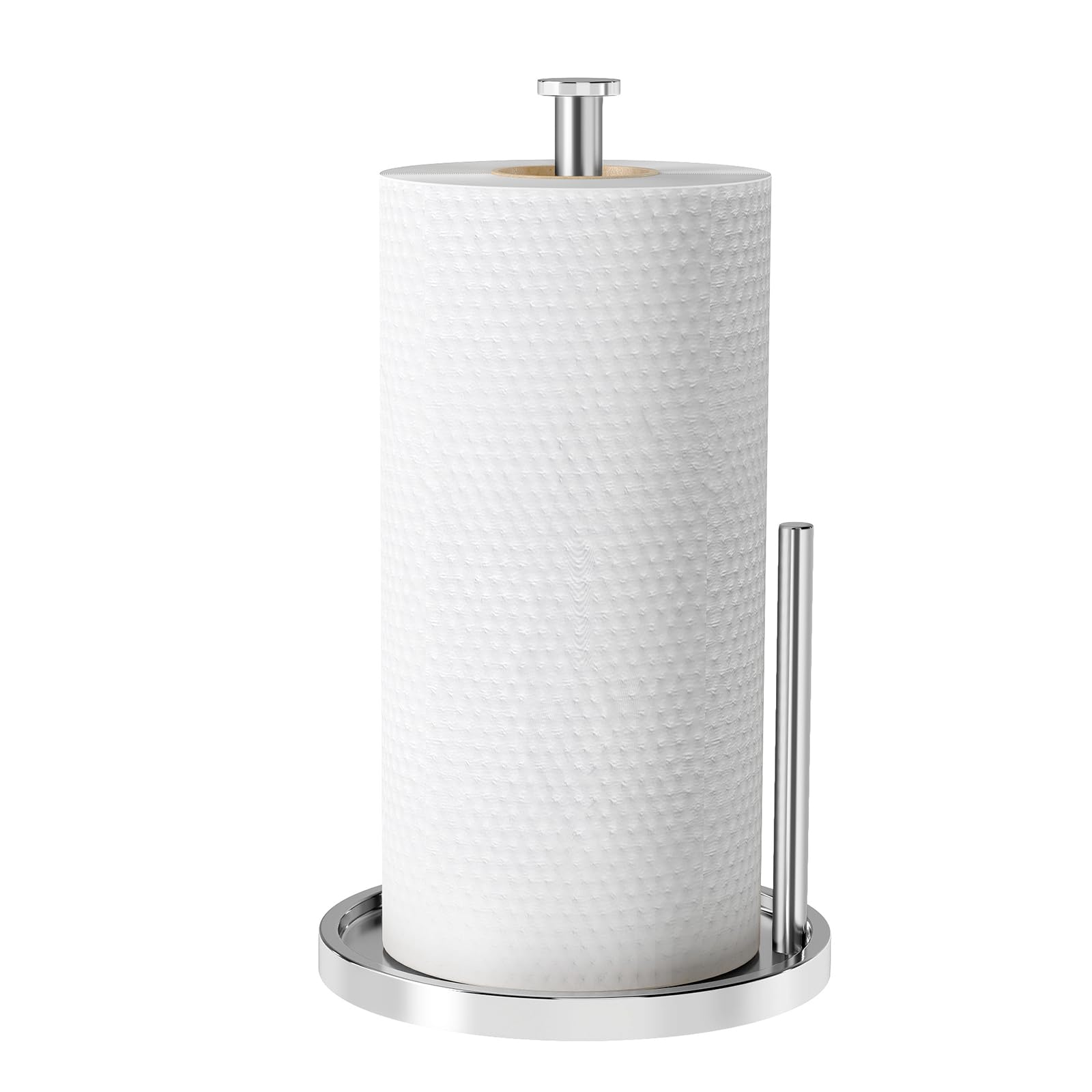 Photo 1 of Paper Towel Holder Countertop, Standing Paper Roll Holder with Anti Slip Weighted Base, Stainless Steel Freestanding Paper Towel Holder for Kitchen, Chrome