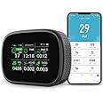 18-in-1 Smart Air Quality Monitor - Indoor WiFi Air Quality Detector with Dual Chip, Real-Time for AQI, CO2, PM2.5, PM1.0, PM10, TVOC, HCHO, Time Display, Temperature & Humidity with Aler (Black-B)