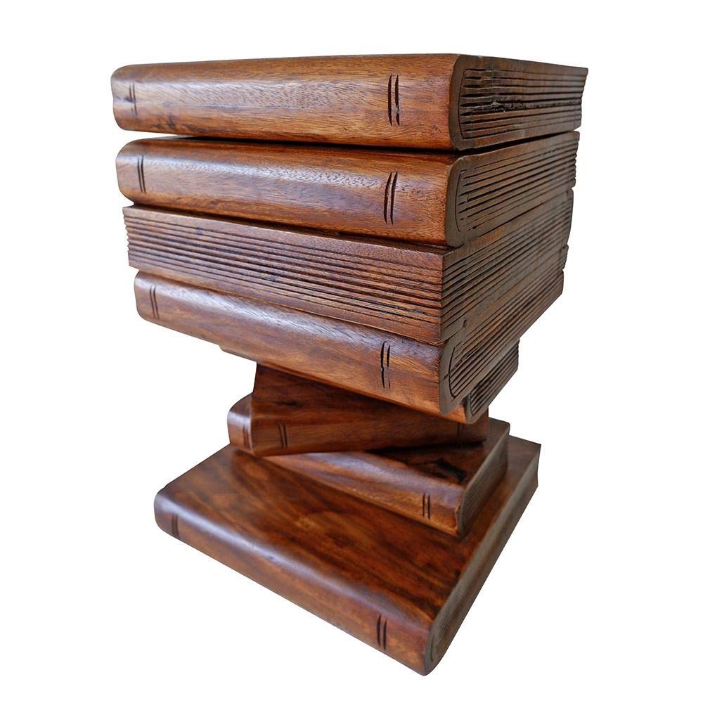 Wooden Carved Stool | Book Trunk | H51cm x W34.5cm x D34.5cm | pack of 1