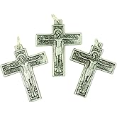 Lot of 3 Silver Tone Cross 1 1/2 Inch Renaissance Crucifix Pendant