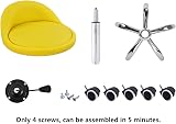 KKTONER PU Leather Round Rolling Stool with Back Rest Yellow, Height Adjustable view 7