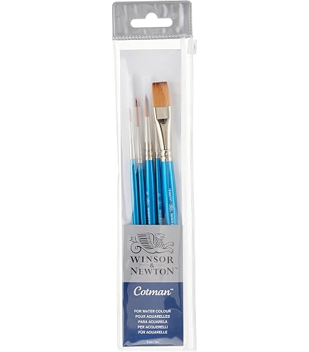 5 Pinceaux Aquarelle Winsor & Newton Cotman - Synthétiques Manche Court - Pour Artistes, Débutants