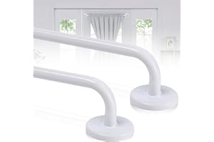 RUIONY 2 Pack Magnetic Curtain Rod for Metal Doors, French Door Magnetic Curtain Rods Adjustable from 17 to 30 Inch, 3/8 Inch Diameter, Magnet Cafe Curtains Rod, No Tool and Easy Installation, White