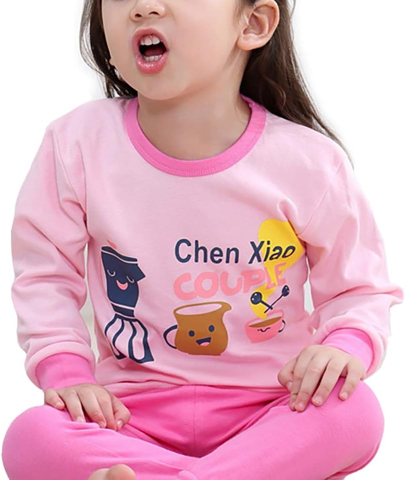 YVWTUC Girls Cozy Sleepwear Cotton Cartoon Warm Pajamas Comfort Winter Autumn