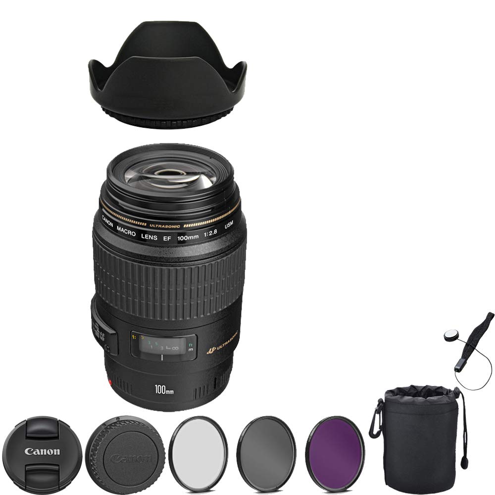 Canon EF 100mm f/2.8 Macro USM Lens Bundle with Manufacturer Accessories & Premium Kit for EOS 7D Ma