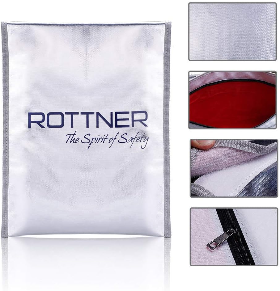 Rottner T06216 Fireproof Document Holder Bag A4 Size Silver - Image 5