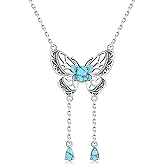 EJALEN 925-Sterling-Silver Turquoise Dragonfly/Hummingbird/Compass/Anchor/Butterfly/Cross/Lotus Necklaces Vintage Boho Pendant Jewelry Victorian Christmas Birthday Gifts for Women