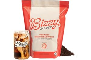 Bizzy Organic Cold Brew Coffee | Smooth & Sweet Blend | Coarse Ground Coffee | Medium Roast | Micro Sifted | Specialty Grade | 100% Arabica | 2 LB
