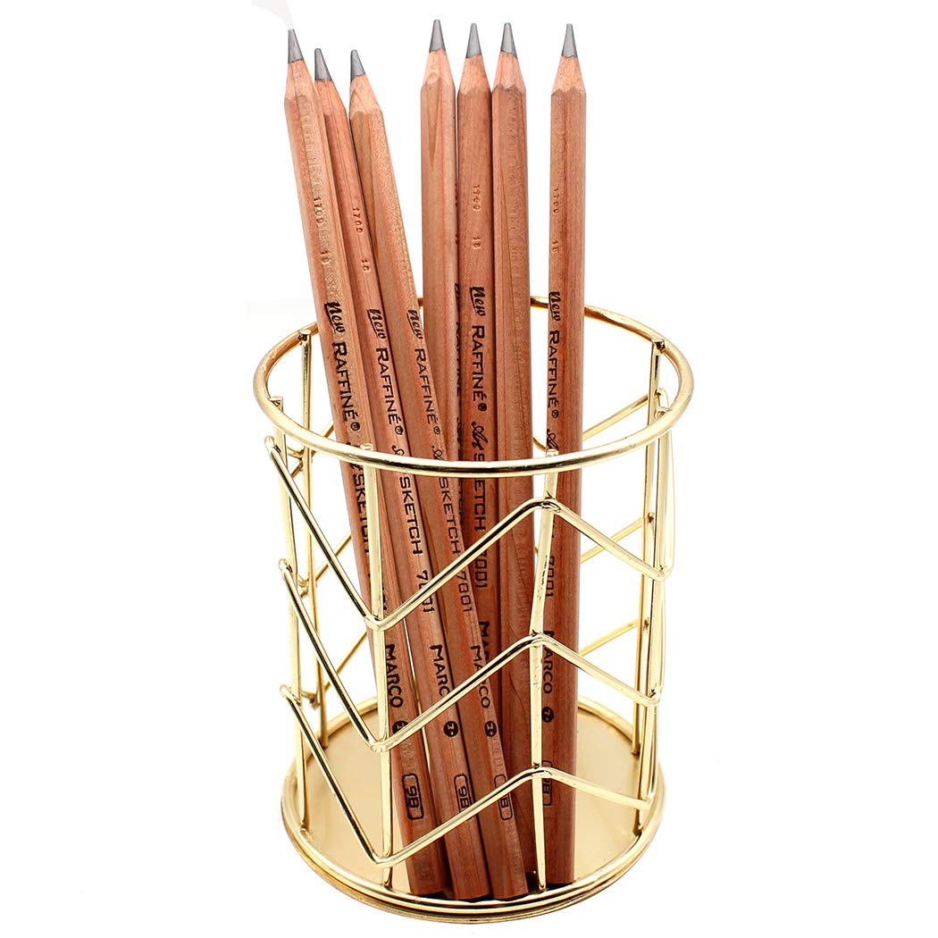 Gullor Desktop Pencil Holder Pencil Cup, Wire Metal, Gold
