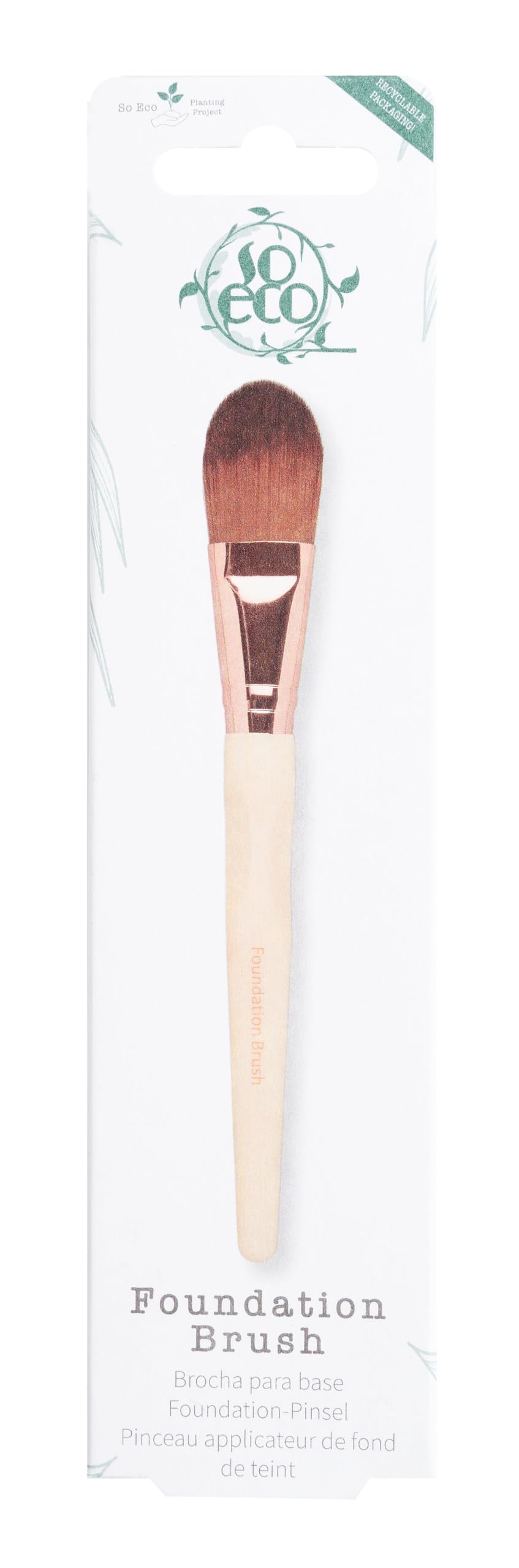 So Eco Foundation Brush - Flat Vegan Makeup Brush for Liquid & Cream Foundation, Soft Synthetic Bristles, Bamboo Handle, Cruelty-Free Beauty Tool