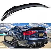 WheelX Rear Spoiler Compatible with 2013-2016 Audi A4, PSM Style High Kick Fit for B8.5, Exterior Duckbill Spoiler Trunk Tail Deck Lid Wing Lip (Carbon Fiber Pattern)