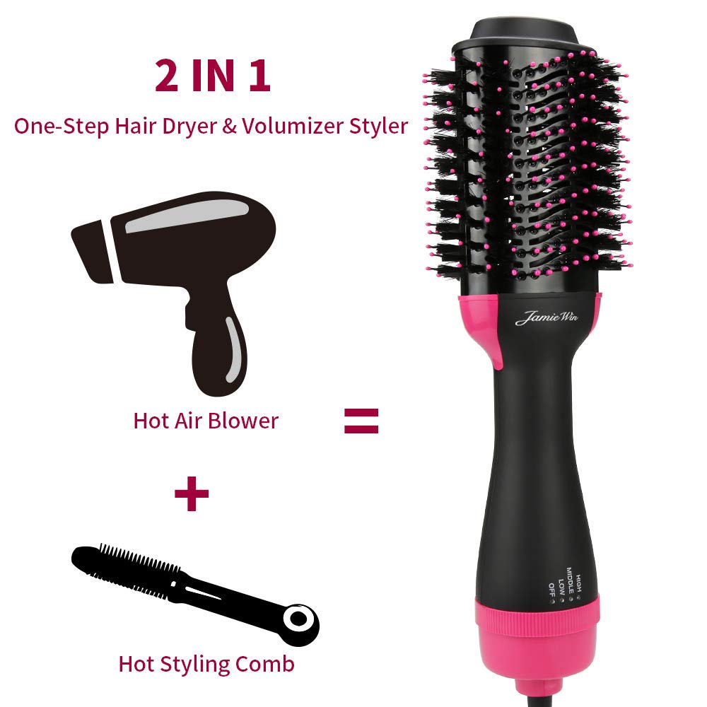 Hair Dryer Brush Hot Air Brush - 4 in 1 Hair Dryer and Volumizer Brush Negative Ionic Salon Hair Straightener and Curler Hot Hair Comb Styling Brush : Beauty