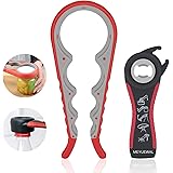 Jar Opener, 5 in 1 Multi Function Can Opener Bottle Opener Kit with Silicone Handle Easy to Use for Children, Elderly and Art