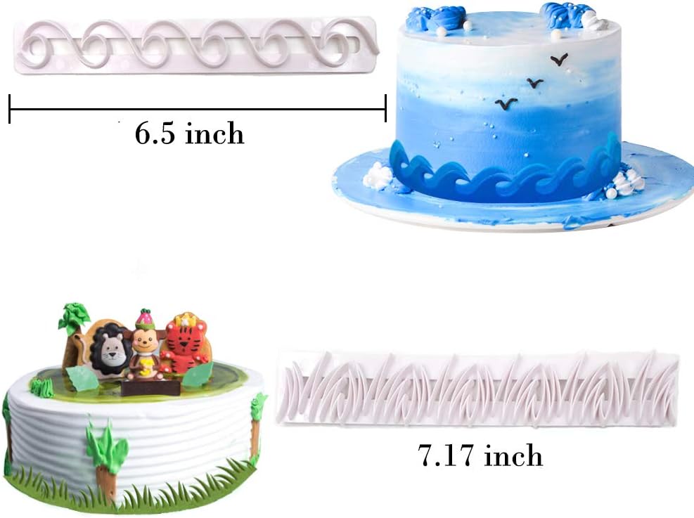 Gurxi Diy Moule A Gateau Fondant Blue Moules De Givrage En Plastique Moule Texture Chocolat Bleu Pour Gateau Bord Motif Bricolage Mur De Pierre Ecorce Ville Mur Soleil Fleur 6 Pieces Bleu