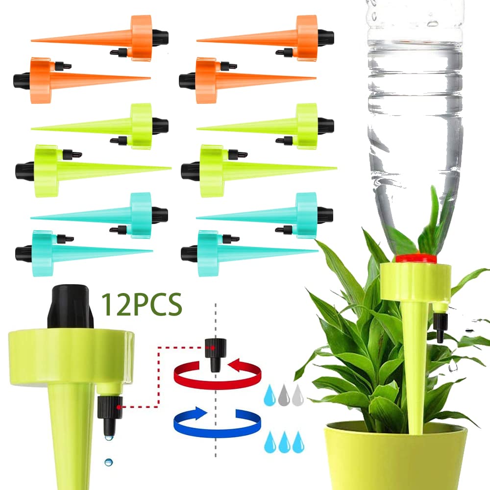 MEISHANG Automatic Watering System (12 Pieces), Polypropylene, Adjustable Speed, Suitable for Most Bottles, Ideal for Plants, Flowers & Garden Watering