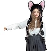 PURFUN Funny Animal Theme Hooded Hats Earflap Skull Caps Adults Fuzzy Faux Fur Cat Elk Cosplay Halloween Costume Headwear Hat