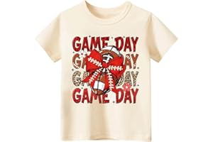 CHEERILULU Toddler Game Day Shirt for Boys Girls Kids, Happy Funny Football Sunday Athletic Toddler Boy Girl T Shirt, 2-6T