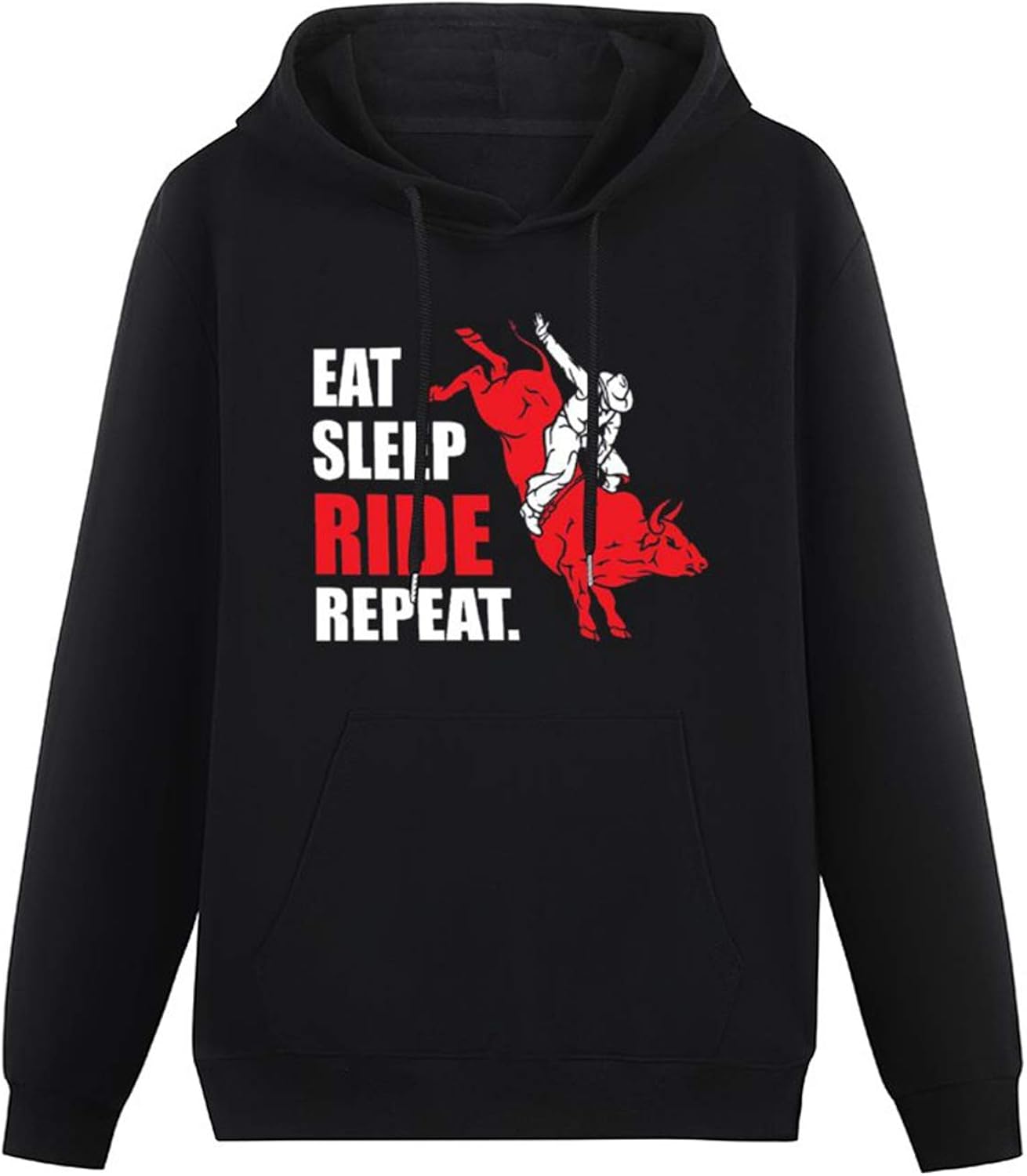 Men's Warm Hoodies Eat Sleep Bull Riding Evolution Funny Bull Rider