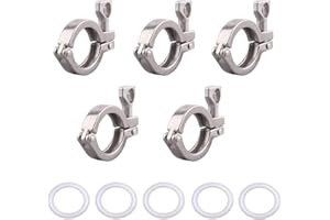 GOVALVE Sanitary Stainless Steel Tri-Clamp - Heavy Duty Sanitary Clamp with Wing Nut for Ferrule TC (50.5mm) with Silicone Gaskets Pack of 5