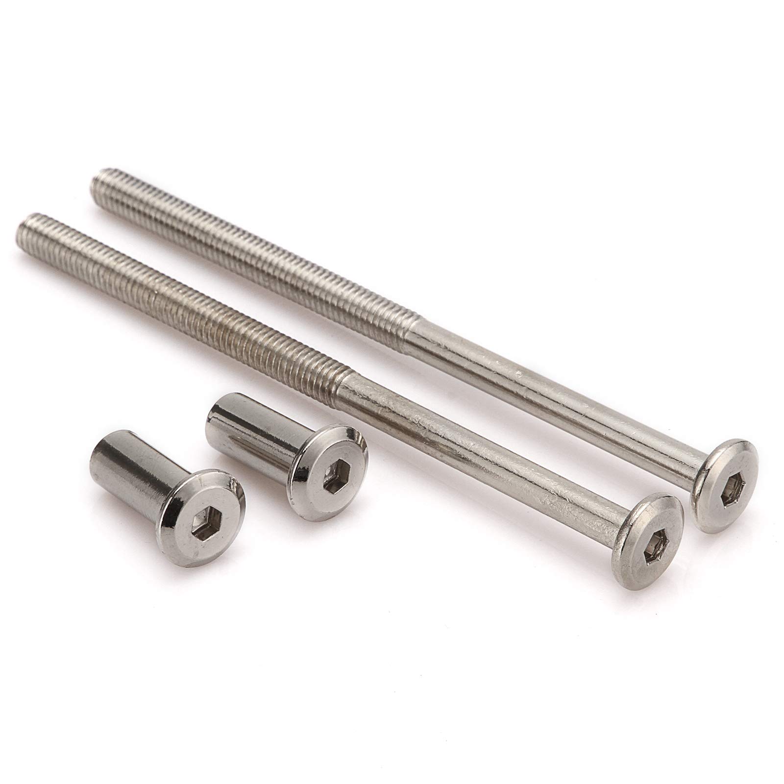 Anmas 10pcs M6 Length 80mm Fasteners Hex Head Screws Countersunk Bolts & Match Panel Cap Hex Lock Nut Use for Furniture Joint Connector, Cot Bed Crib, DIY Wooding — image 1