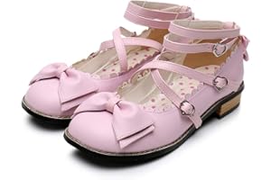 Lorie & Knight Japanese Sweet Lolita Low Chunky Heels Round Toe Bowtie Strappy Princess Shoes