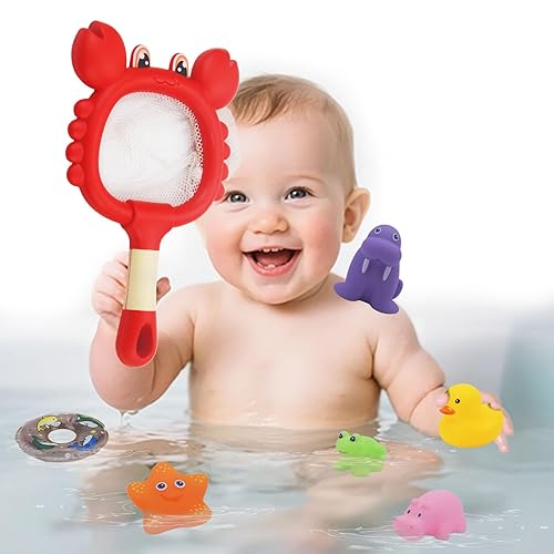 CVARRISE Baby Bath Toys - 7Pcs Toddler Mould Free Bath Toys, Kids Swimming Pool Toys, Water Spraying Toys for Boys Girls Exercise Hand-Eye Coordination