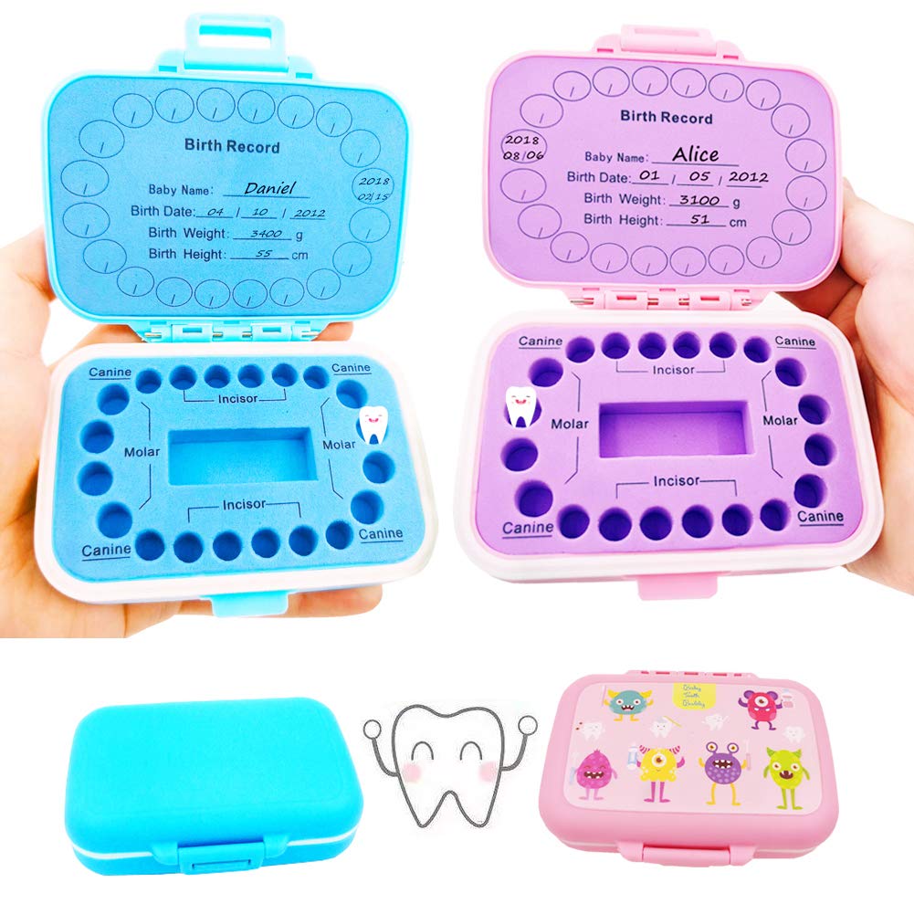 2 Packs Baby Teeth Keepsake Box, pp Children Kids Tooth