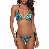 JINJINKIANG Women's Bikini Set Two Piece Halter Triangle Tie Side Swimsuit | Sexy Quick Drying Bikini Features Adjustable Ties And Soft Padding For A Custom Fit