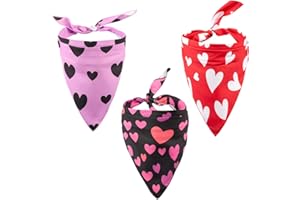 Native Pup Valentine's Day Dog Bandana | 3-Pack | Pink, Red Heart Handkerchief Bandanna (Valentine's Pack 1, Large)