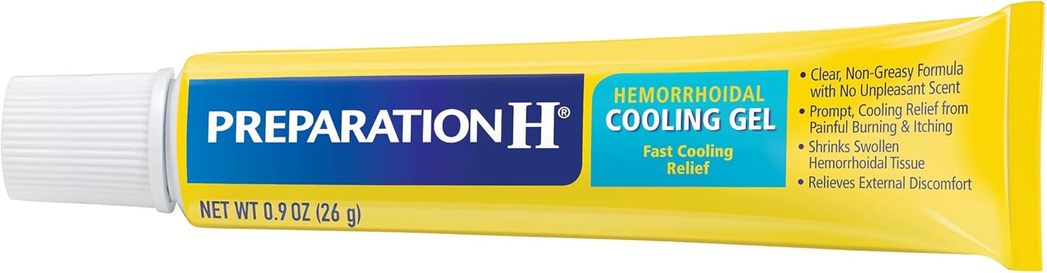 PREPARATION H Hemorrhoid Symptom Treatment Cooling Gel, Fast Discomfort Relief with Vitamin E and Aloe, Tube (0.9 Ounce): Health & Personal Care
