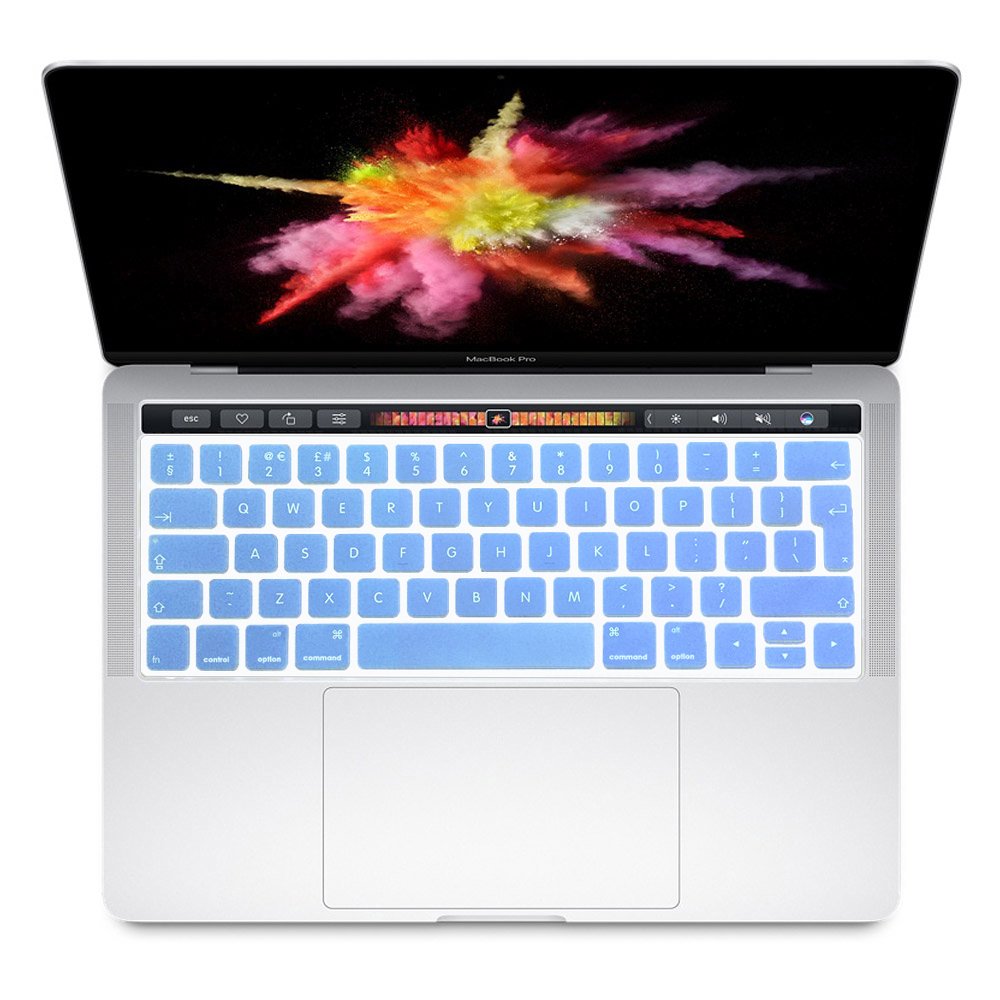 Se7enline Compatible with 2016/2017/2018/2019/2020 Macbook Pro Keyboard Cover 13/15 inch With TouchBar Keyboard Skin for Macbook Pro 13/15 inch A1706/A1989/A2159/A1707/A1990 UK Layout,Serenity Blue