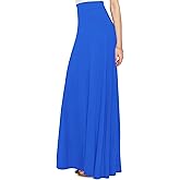 Lock and Love Women's Casual Comfy Stylish High Waist Flare Long Maxi Skirt – Available in Print & Solid Options