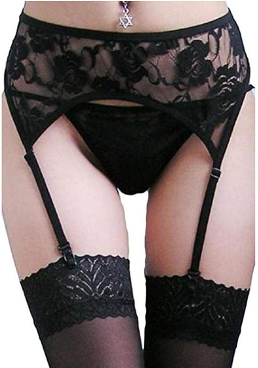Sexy Ropa Interior De Encaje Con Liguero a Juego Liga Liguero Medias De La Correa De La Ropa Interior Femenina (negro): Amazon.es: Ropa y accesorios