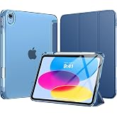 MoKo for iPad A16 11th Generation Case 11 Inch 2025 with Pencil Holder,Navy | For iPad 10th Generation Case 10.9 Inch 2022, Slim Light Trifold Protective Cover with Hard PC Translucent Back Shell