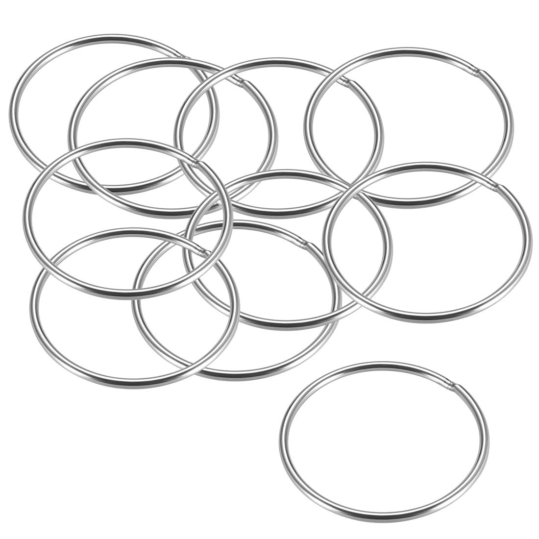 sourcing map 201 Stainless Steel O Ring 59mm(2.32") Outer Diameter 3mm Thickness Strapping Welded Round Rings 10pcs