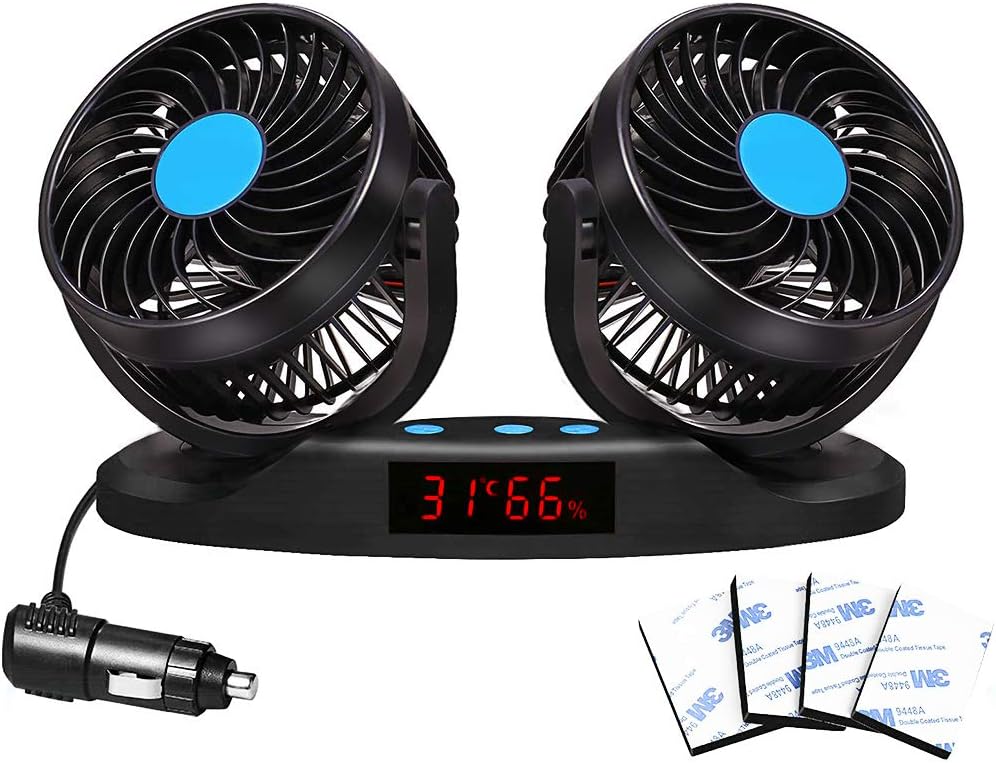 Portable Mini Air Conditioner Fan – 3-in-1 Car, Home & Office Cooling Fan With 30-60W Power (Black, ABS)