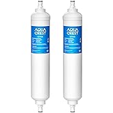 AQUACREST GXRTQR Inline Water Filter, NSF Certified, Compatible with GE GXRTQR, GXRTQ System, Reduces Chlorine, Fluoride, Limescale and More, For Refrigerator, IceMaker, RVs (2 Filters)