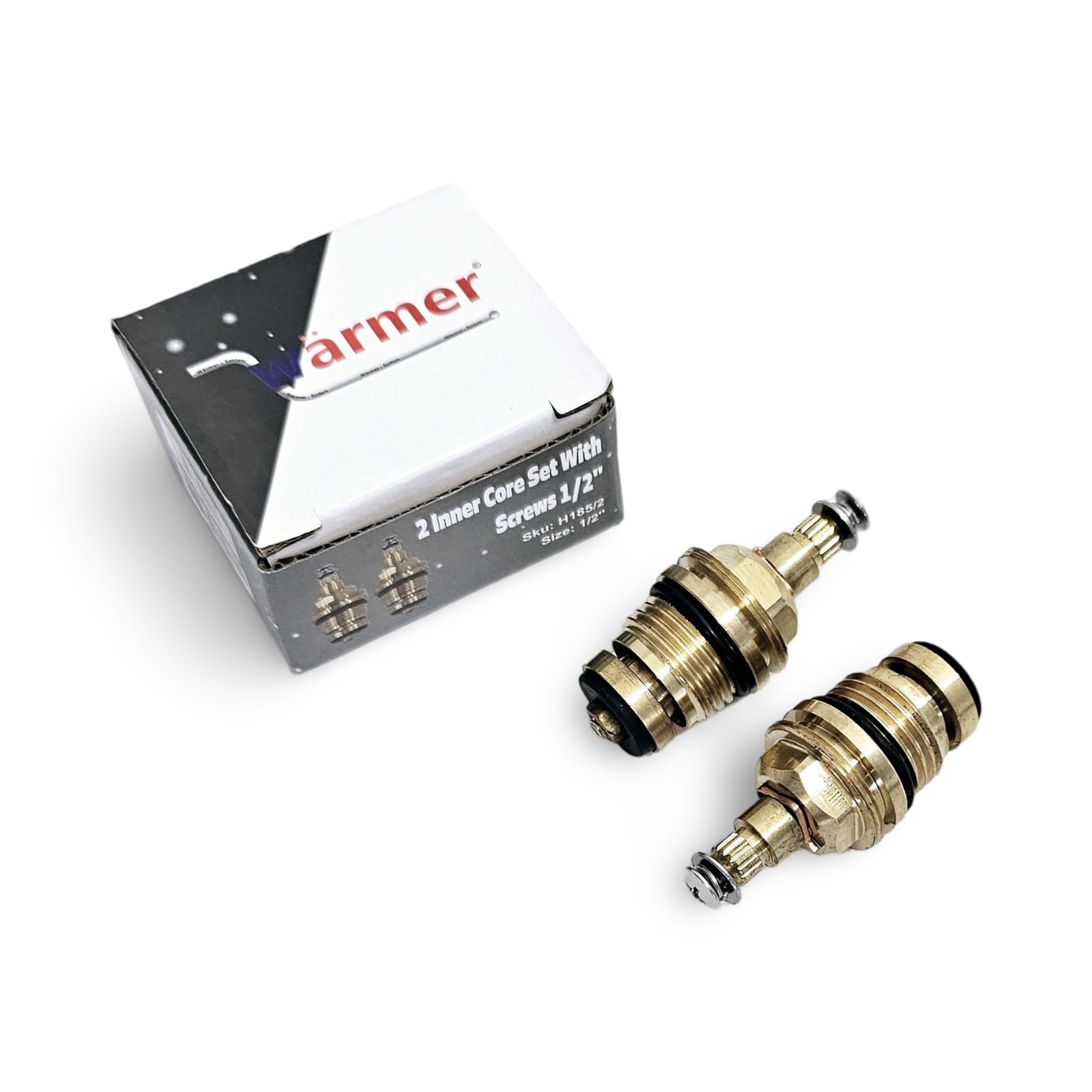 Replacement Brass Tap Valve Insert Gland Cartridge for 1/2 Inch Hot and Cold Double Handle Taps 15 Teeth