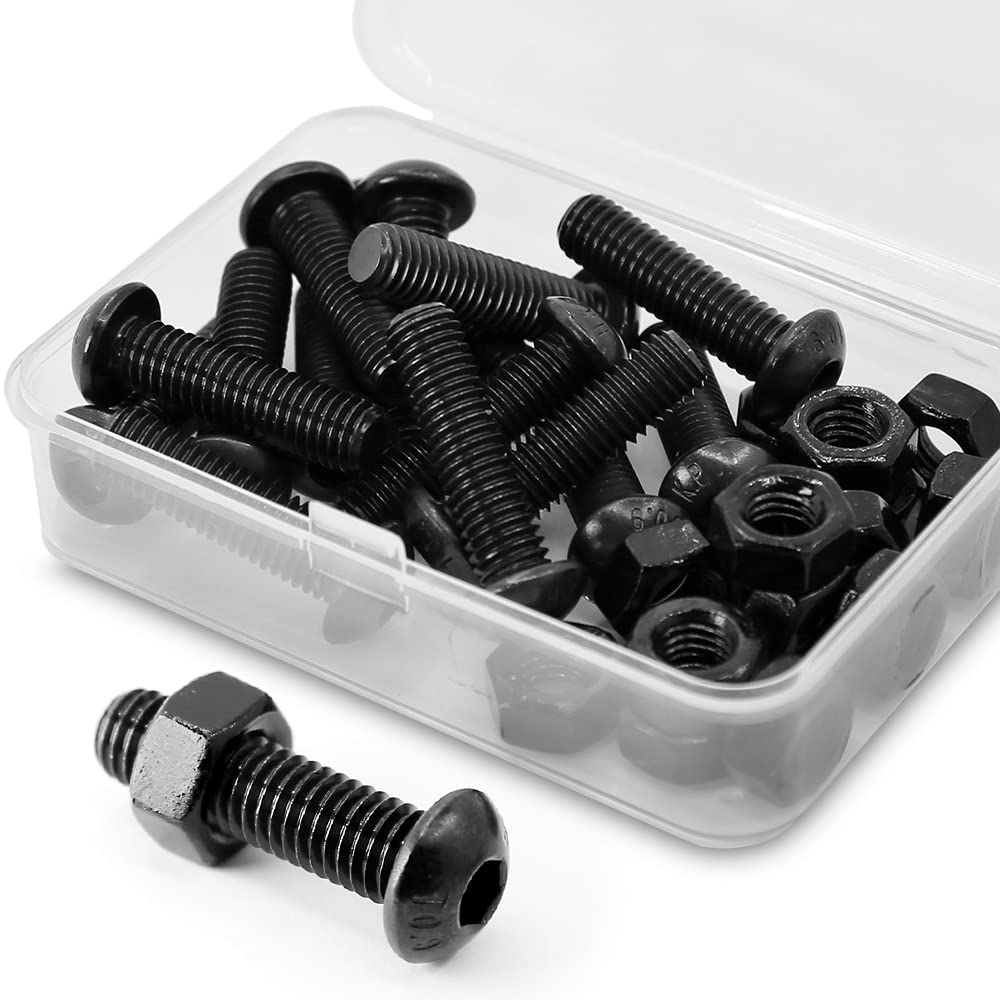 (15 Sets) M8 x 20mm Bolts and Nuts Set Half Head Hex Socket Screws 10.9 Grade Alloy Steel Full Thread
