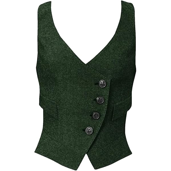 Women's Suit Vest Herringbone Tweed Work Wear Slim Fit
